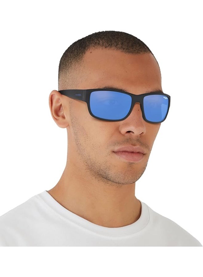 Arnette Men's Square Sunglasses - Matte Black Frame with Polarized Blue Mirror Lenses (AN4256 01/22 62) - Image 5